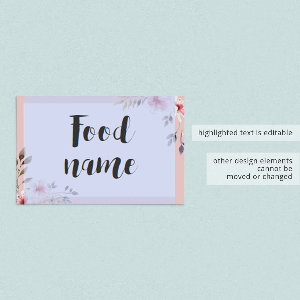 Pink Floral Food Label Cards Editable Template Instant Download Littlesizzle