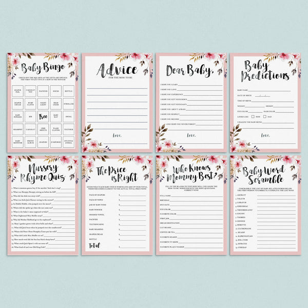 Girl baby shower games bundle printable | Instant download – LittleSizzle