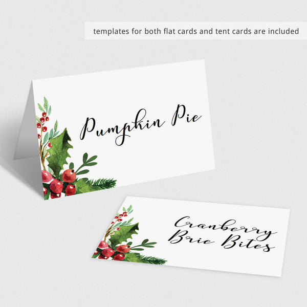 Holiday Theme Buffet Card Template | Tented and Flat Cards – LittleSizzle