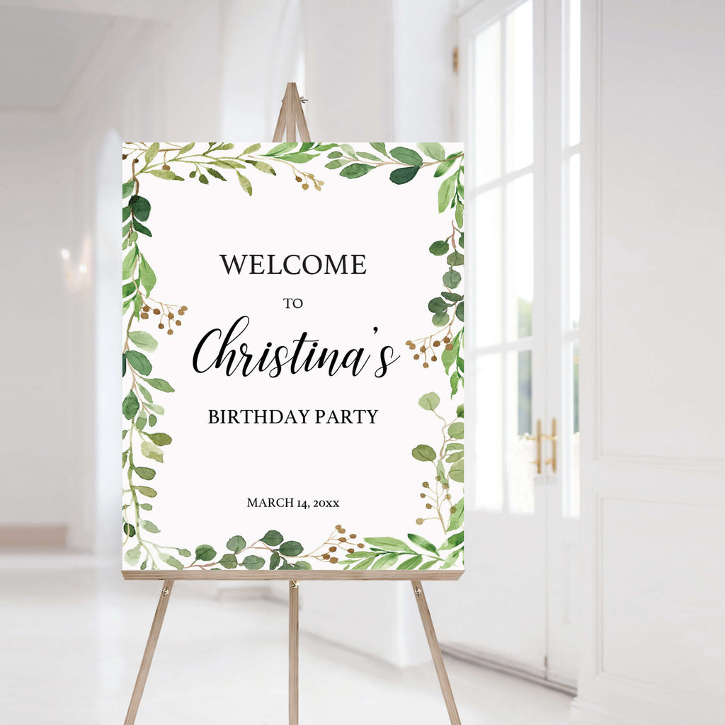 greenery-leaves-party-welcome-board-template-instant-download