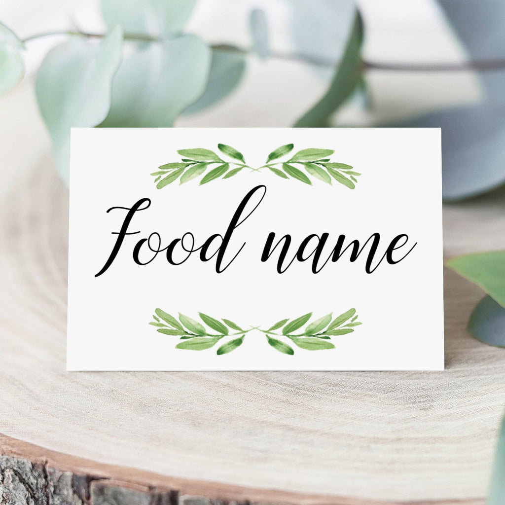 Greenery Food Labels Printable Diy Food Cards Instant Download Littlesizzle