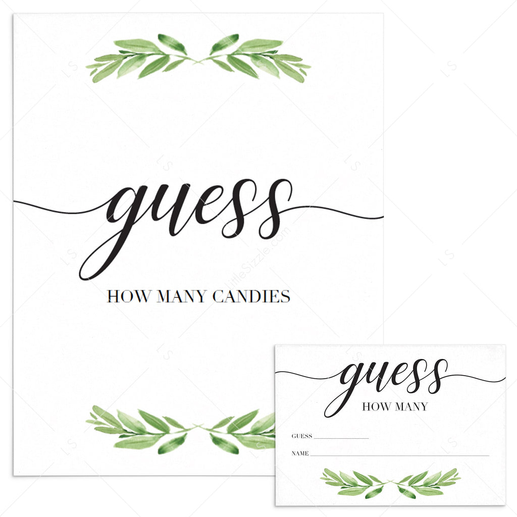 Editable Guess How Many Game Printable Greenery Theme Littlesizzle