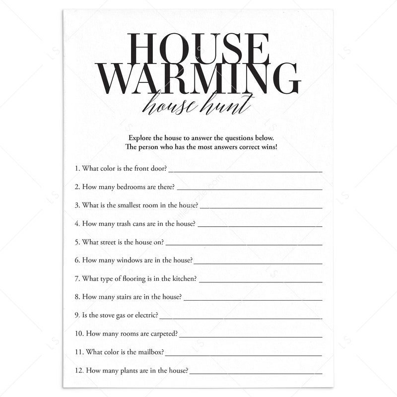 Housewarming Scavenger Hunt Printable New House Hunt Game LittleSizzle