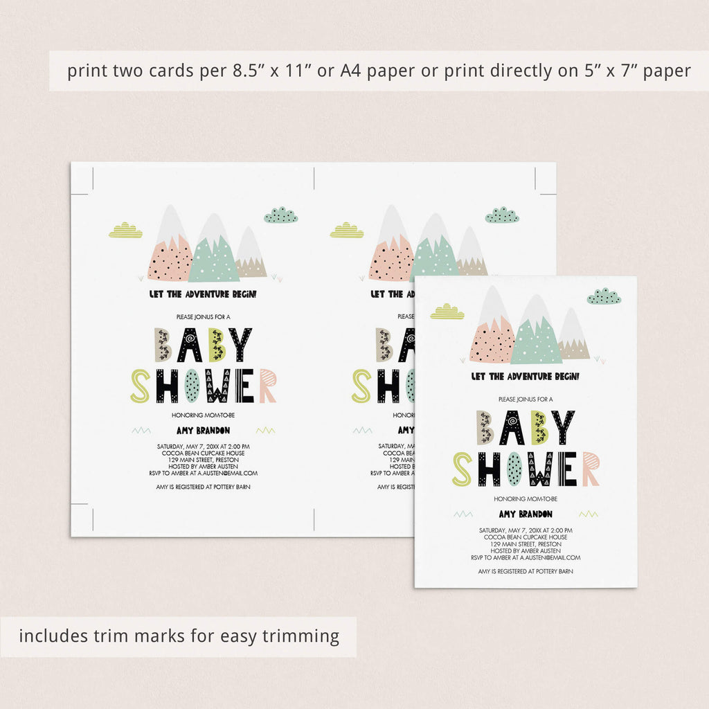 Download Scandinavian Mountains Baby Shower Invitation Template Instant Download Littlesizzle