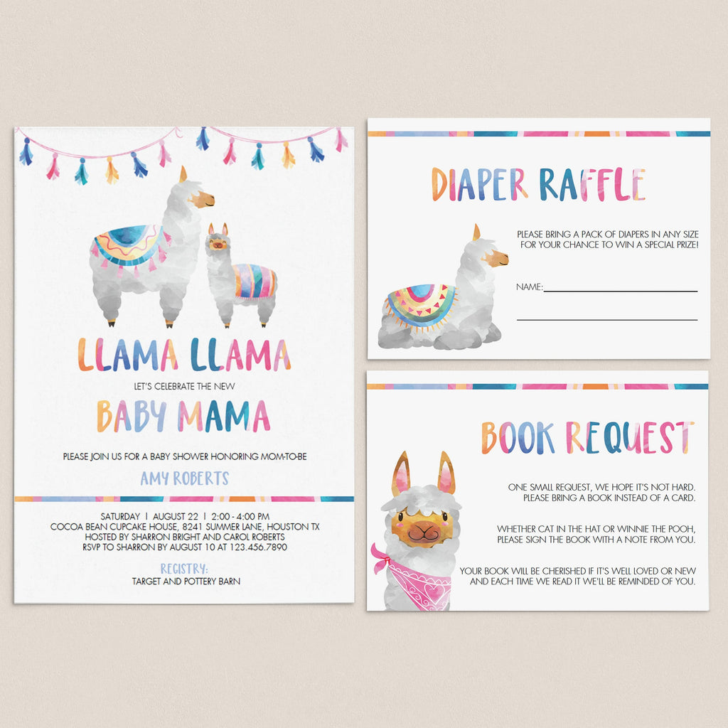 llama baby shower evite