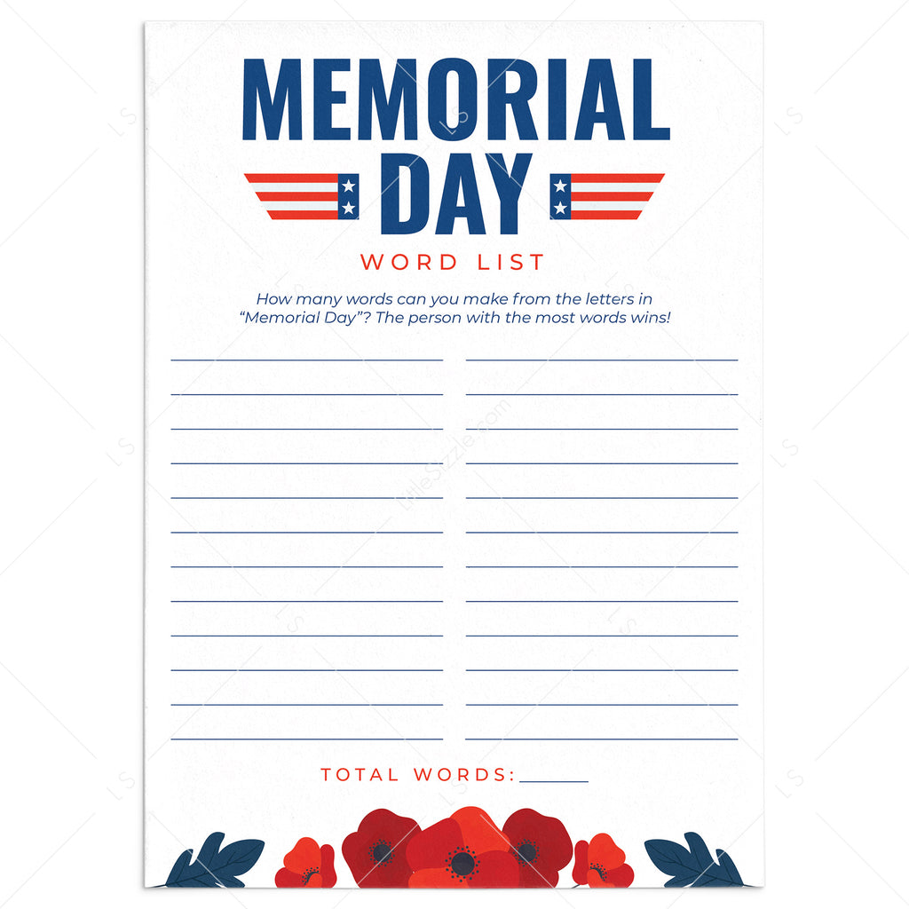 printable memorial day worksheet memorial day word puzzle with poppies littlesizzle