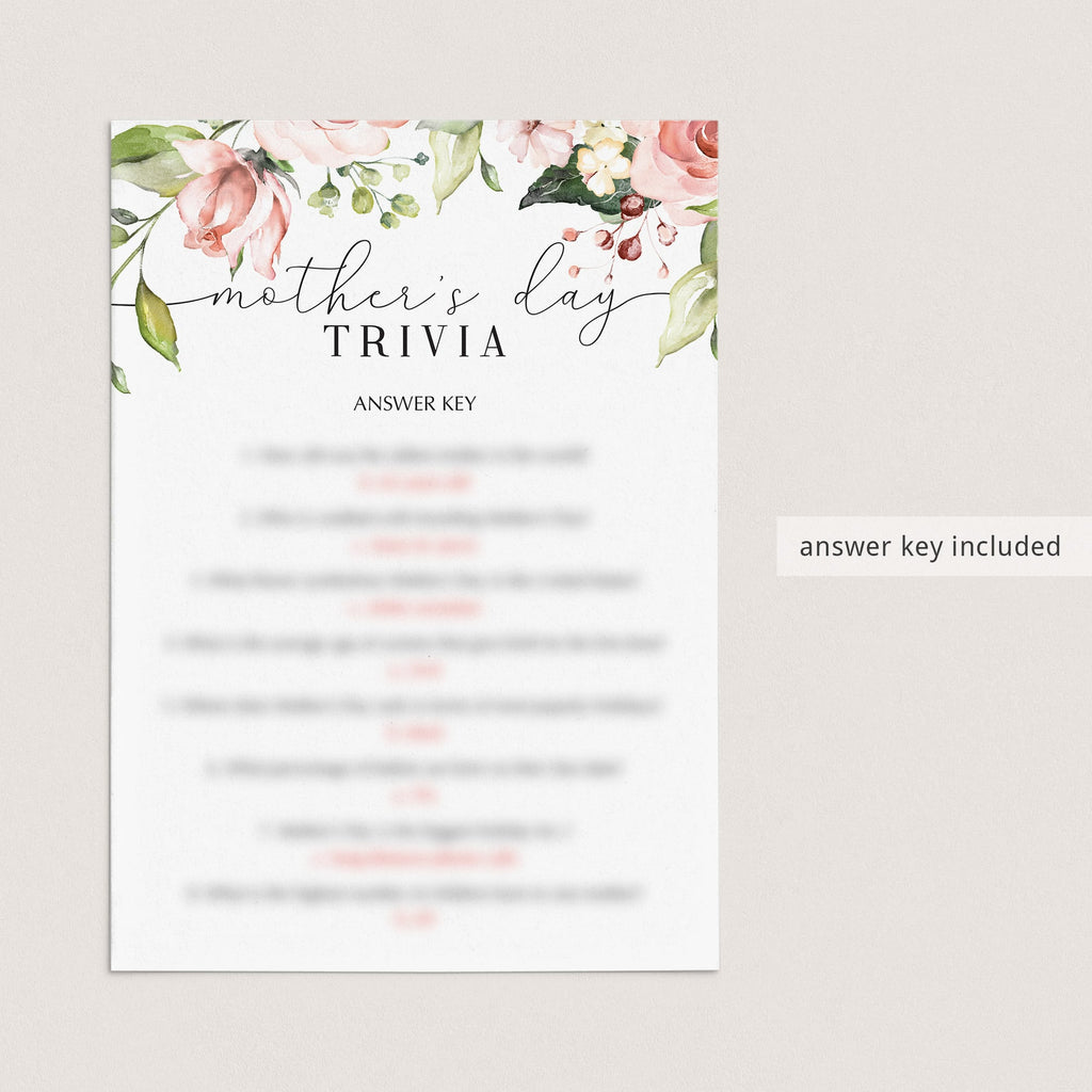 Mother S Day Trivia Game Printable Fillable Pdf Instant Download Littlesizzle