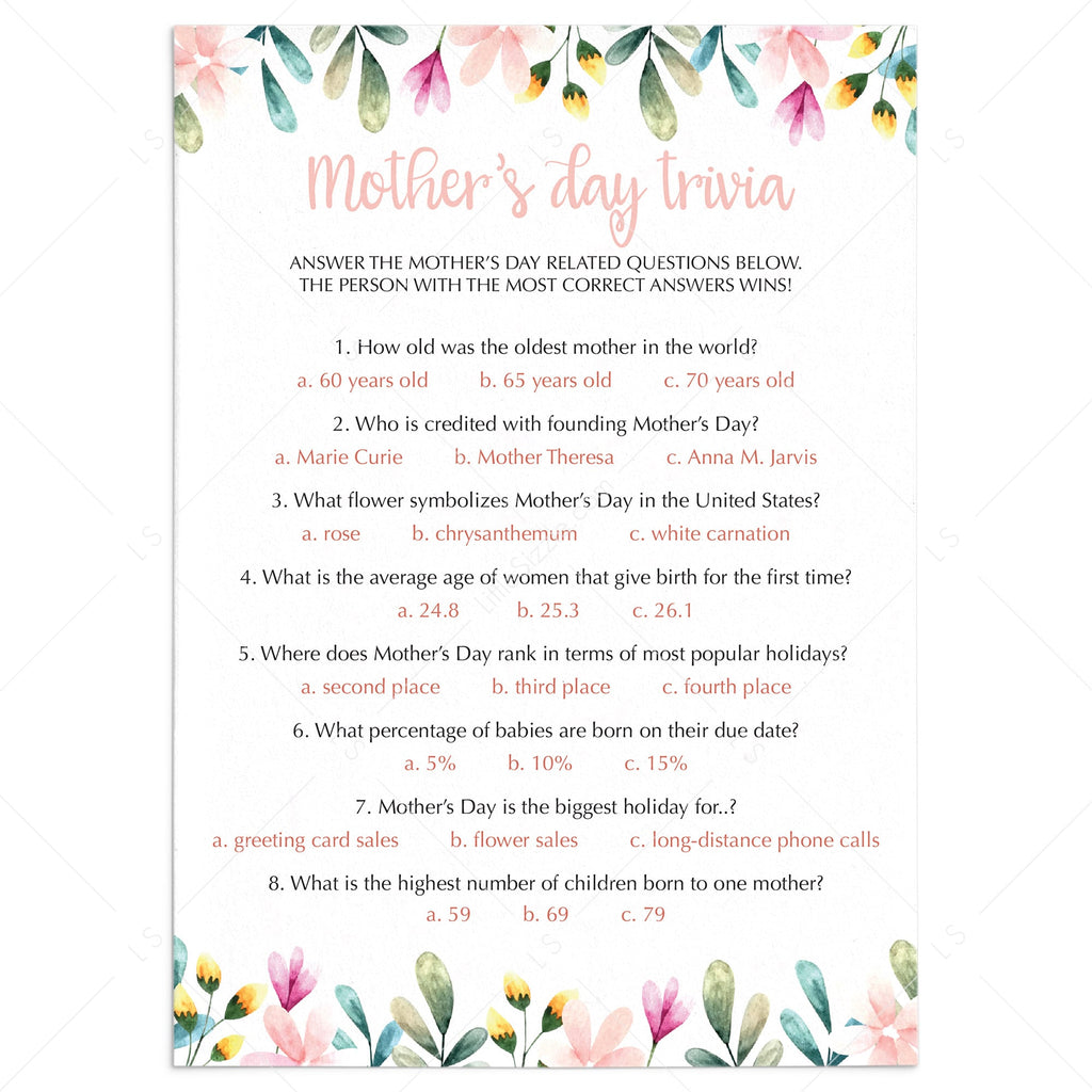 Famous Mothers Trivia Questions And Answers Printable