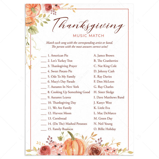 Floral Pumpkin Thanksgiving Games and Activities Printable