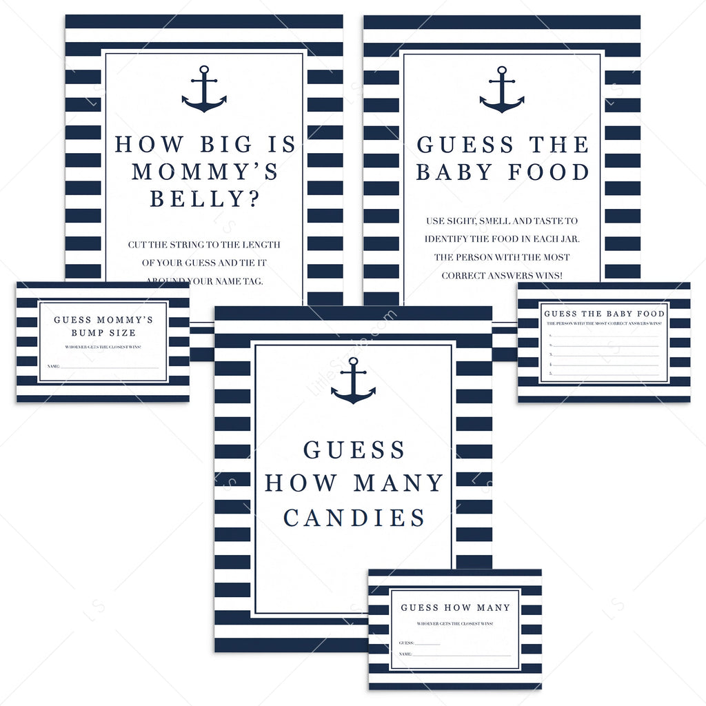 Nautical Baby Shower Printable Guessing Games Instant Download Littlesizzle