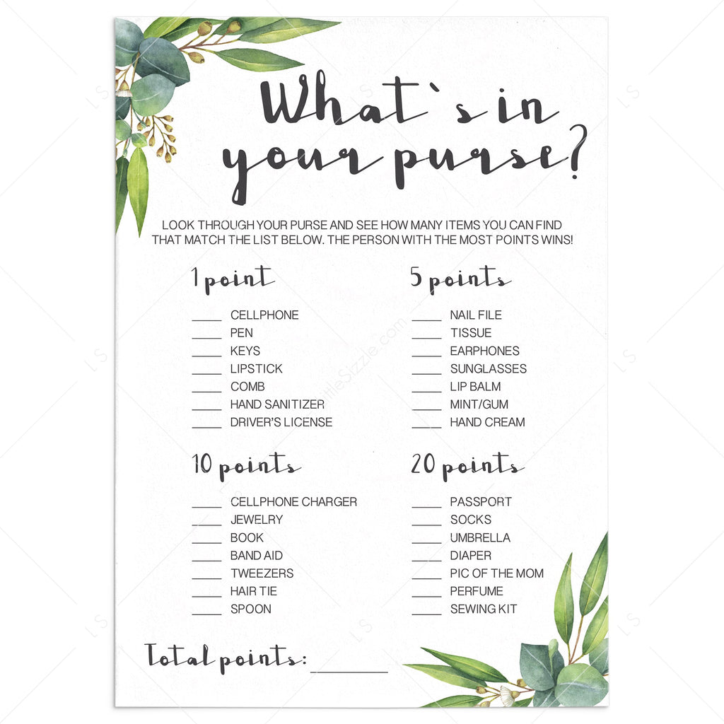 what-s-in-your-purse-baby-shower-game-printable-with-green-leaves