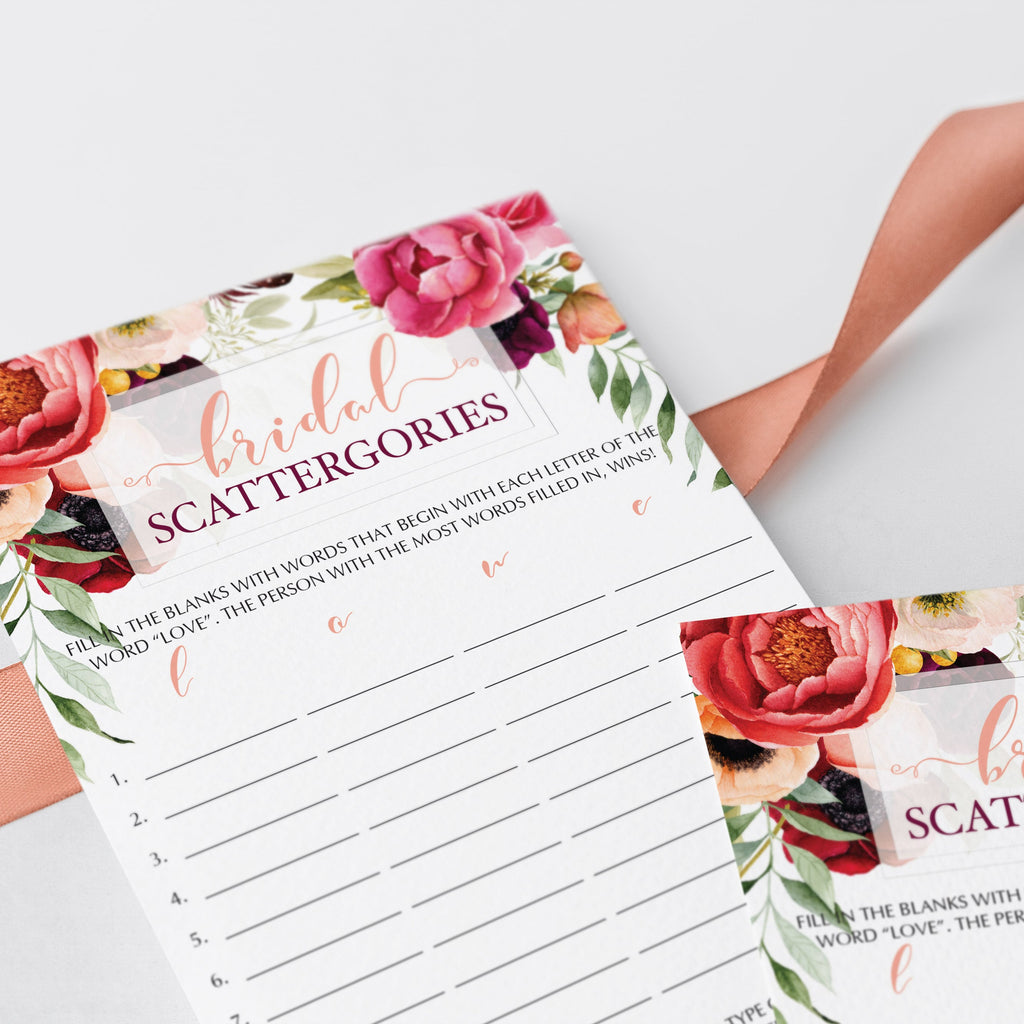 wedding scattergories list