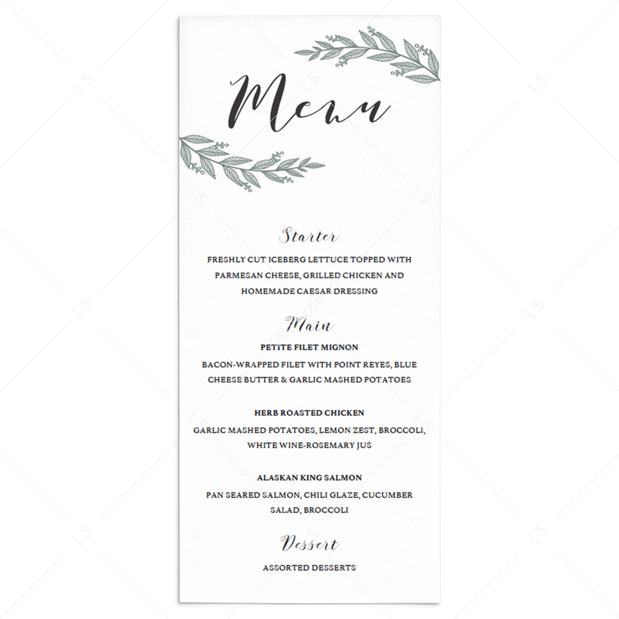 dinner party menu template