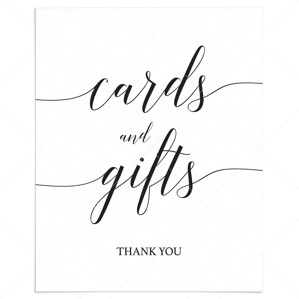 Printable Cards Gifts sign with Calligraphy Font Instant download