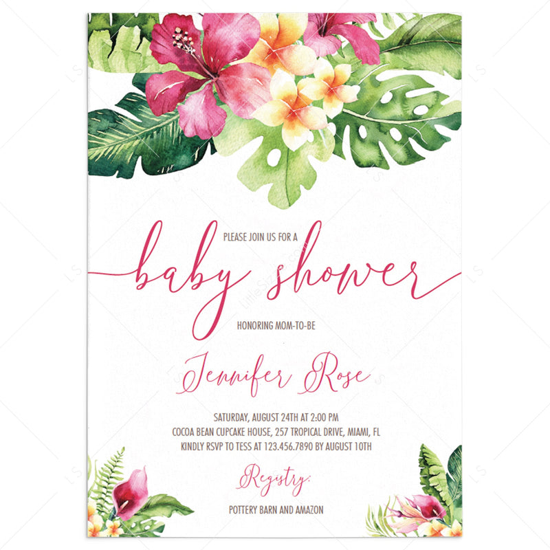 tropical baby shower invitations