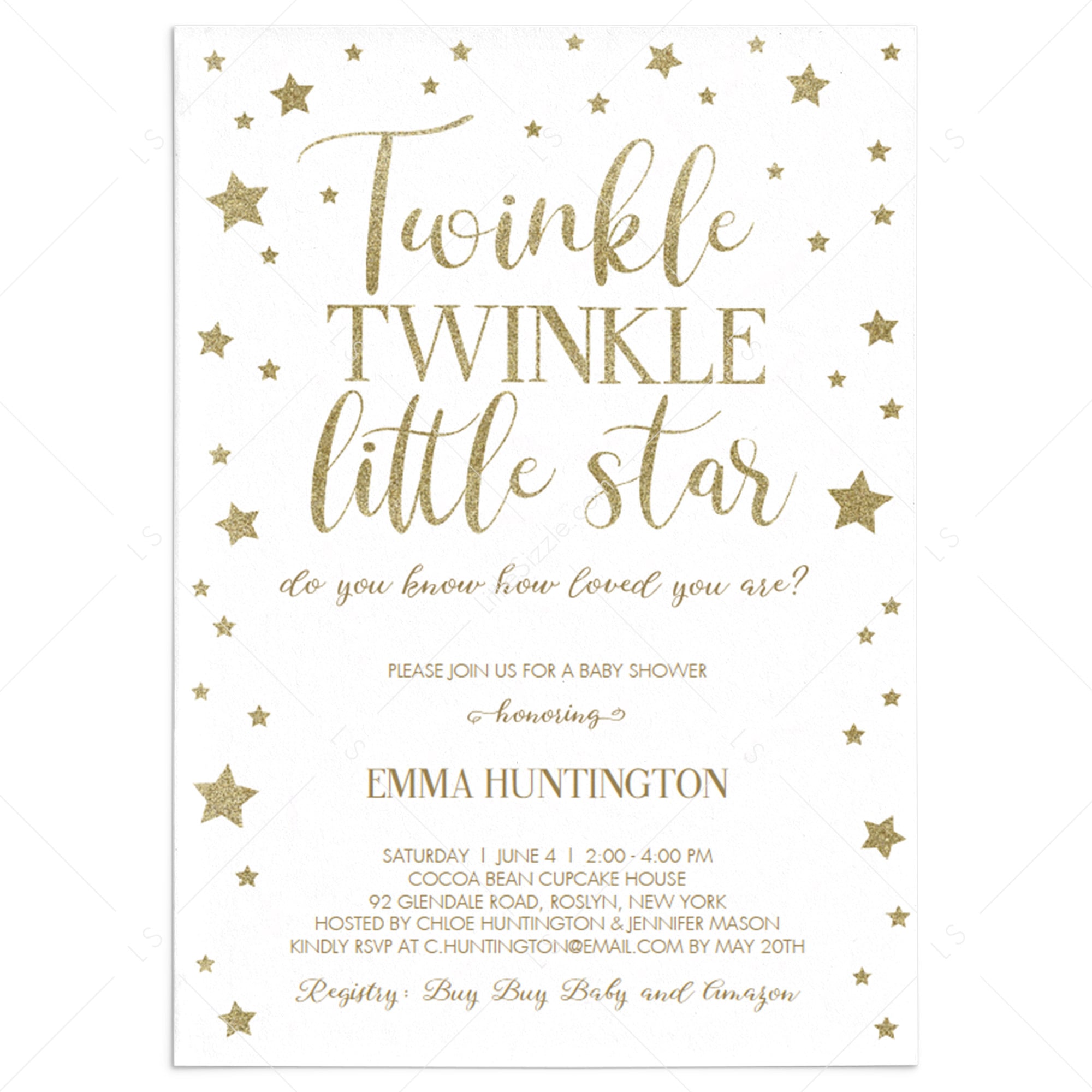 Twinkle Twinkle Little Star Baby Shower Invitations Free Template
