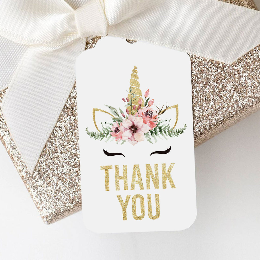 unicorn thank you favor tags printable instant download