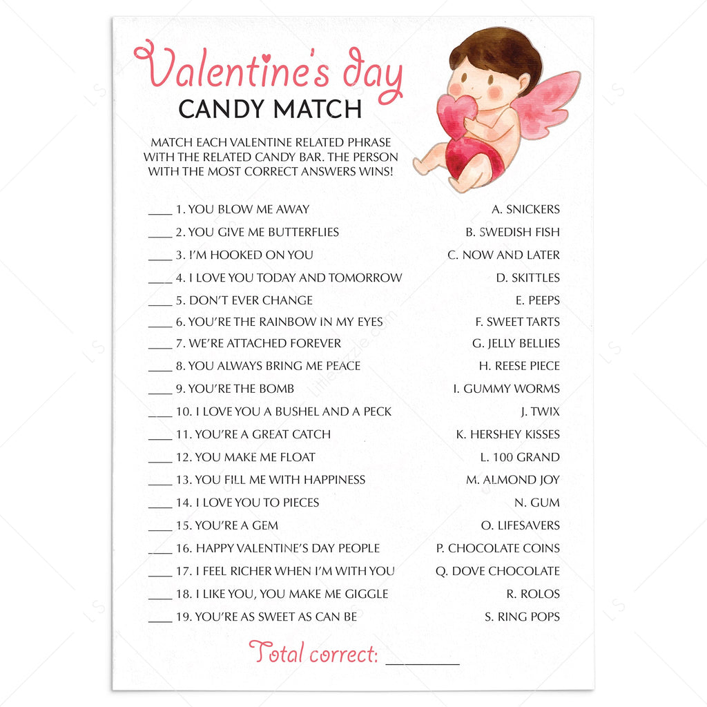 Fun Valentine #39 s Day Game Candy Match Printable Virtual Files