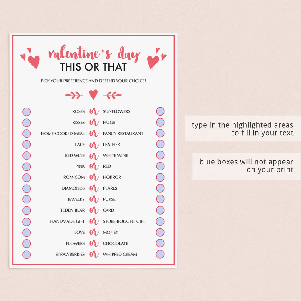 Valentine's Day Would You Rather Game for Adults | Virtual & Printable ...