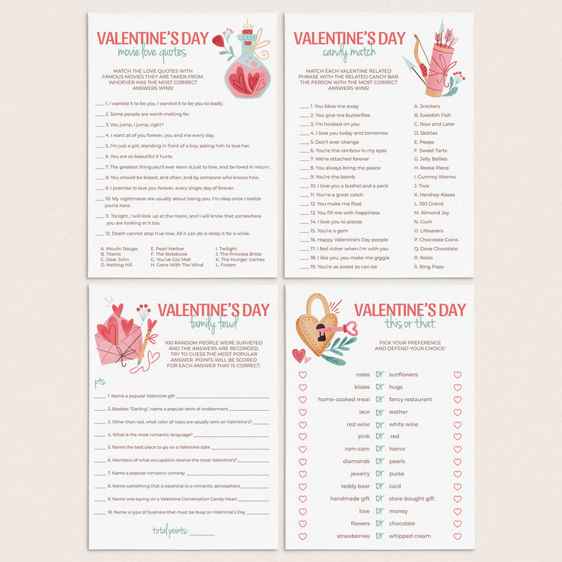Valentine's Day Games for Adults | Virtual & Printable Files | Instant ...