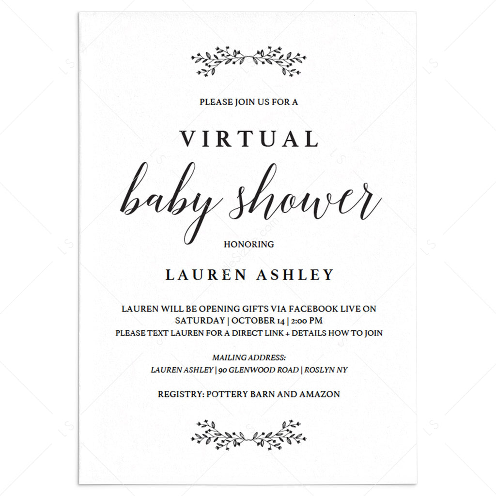 virtual baby shower invitation template instant download