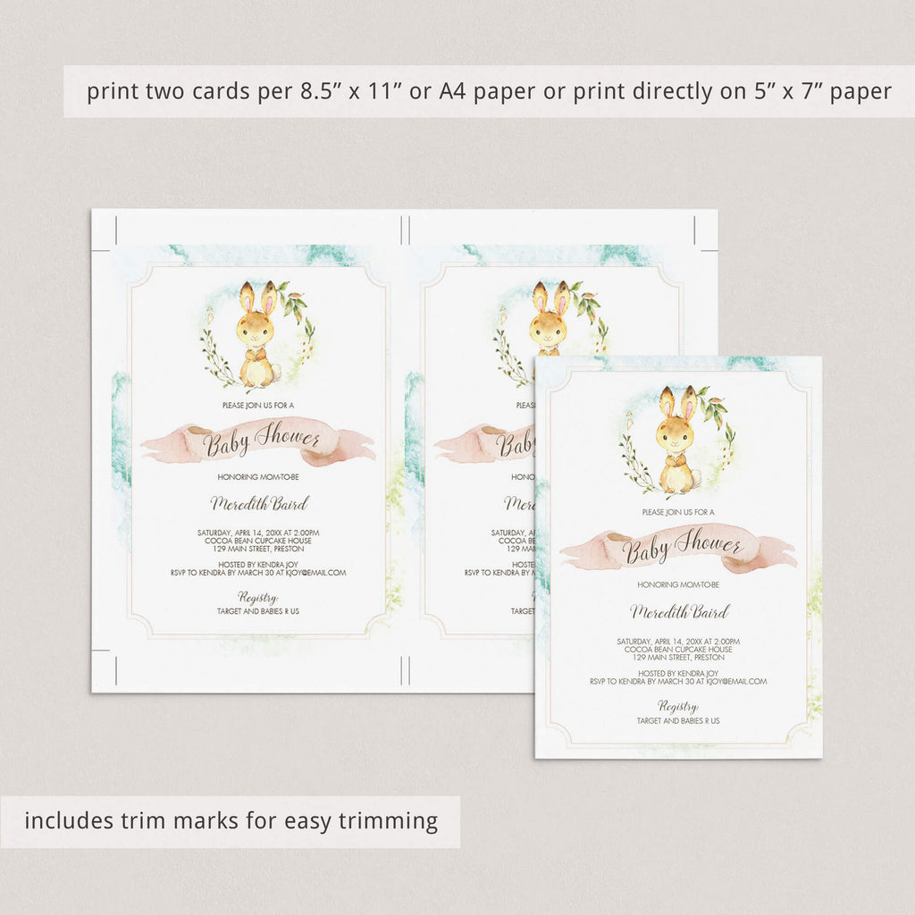 baby shower bunny invitations