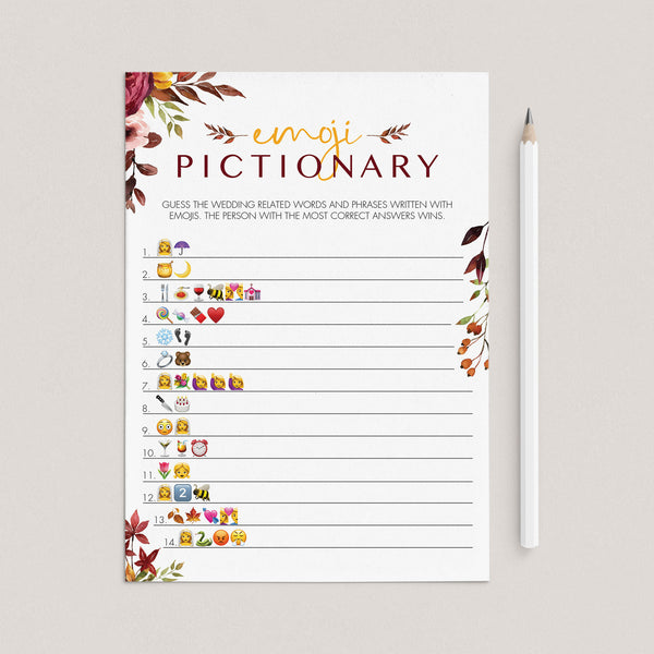 Emojis Bridal Shower Game Printable | Burgundy Floral – LittleSizzle