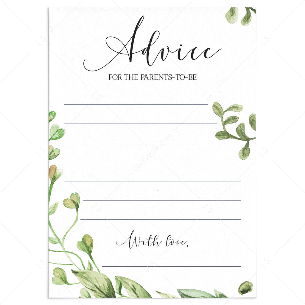 Downloadable Free Printable Advice Cards For Baby Shower Template