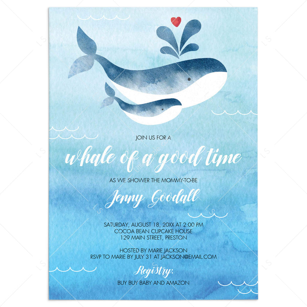 whale baby shower invitations