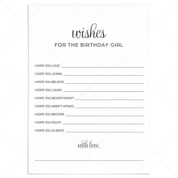 Elegant Women's Birthday Party Wishes Cards Printable | Instant ...