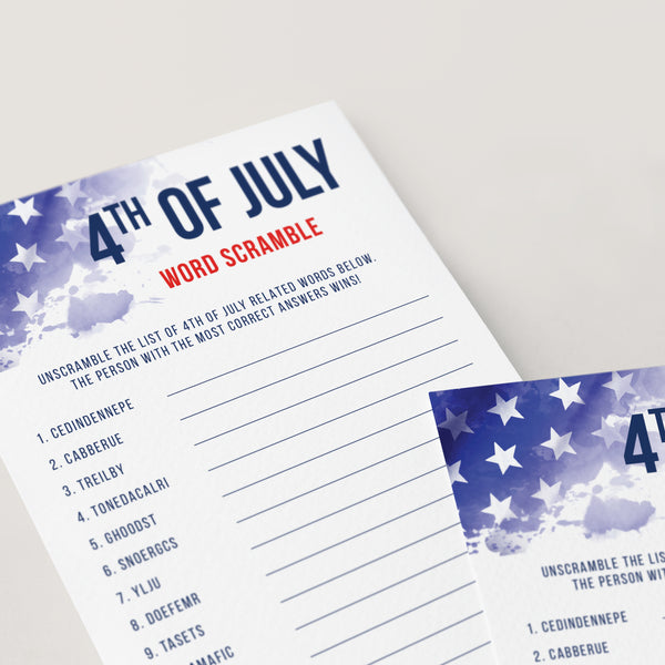 July 4th Word Scramble with Answer Key  Instant Download – LittleSizzle