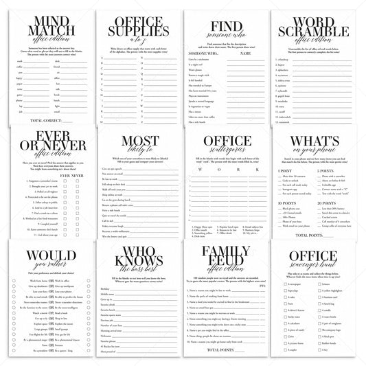 Office Party Games Bundle Printable | 12 Work Party Game Ideas Download –  LittleSizzle
