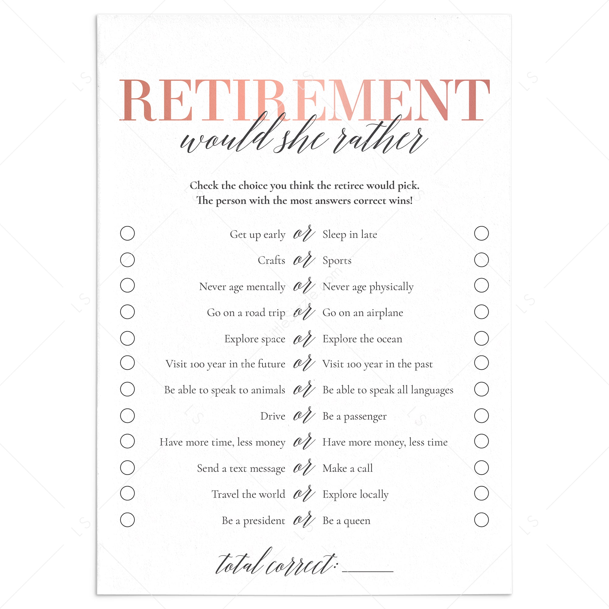 Retirement Party Games Free Printable