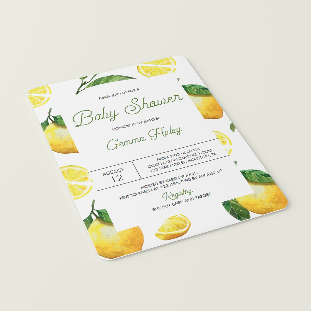 citrus baby shower invitations