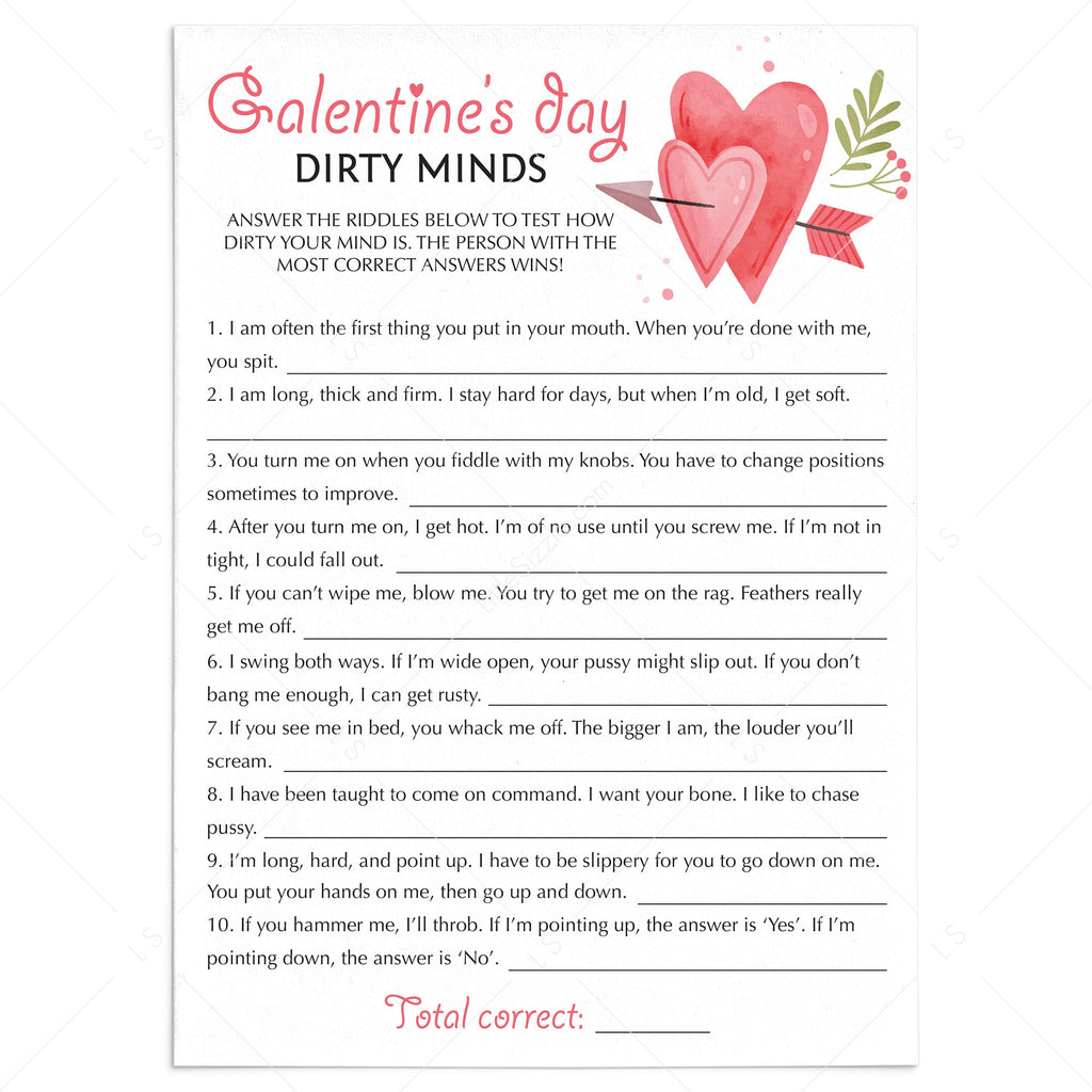 Dirty Minds Game Printable Answers