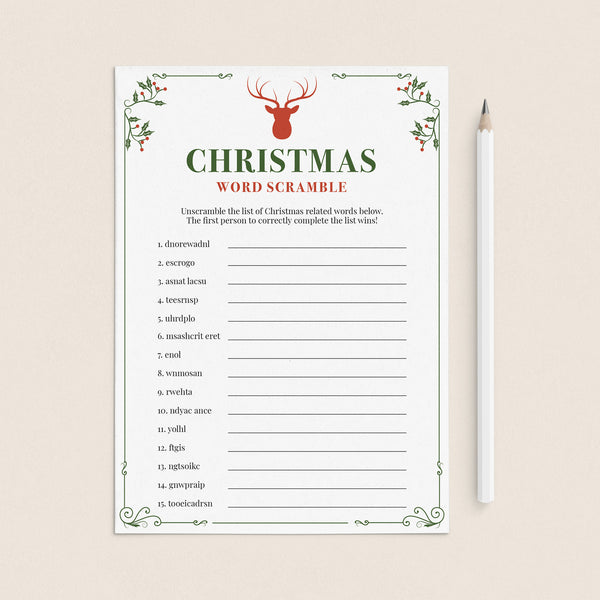 Xmas Word Scramble Game Printable with Answers | Download – LittleSizzle