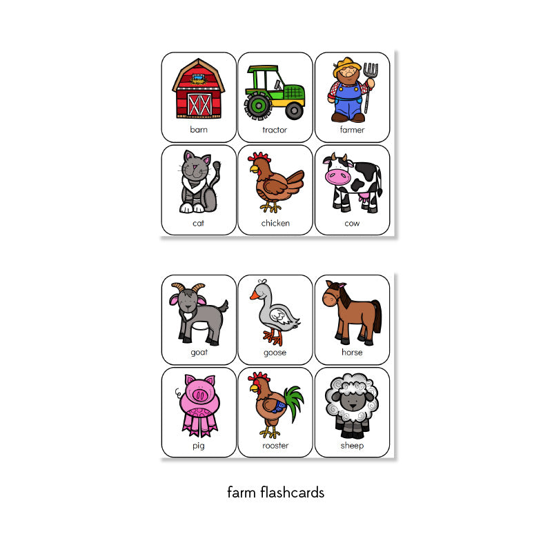 Farm Animal Flash Cards Printable Animal Flashcards Farm