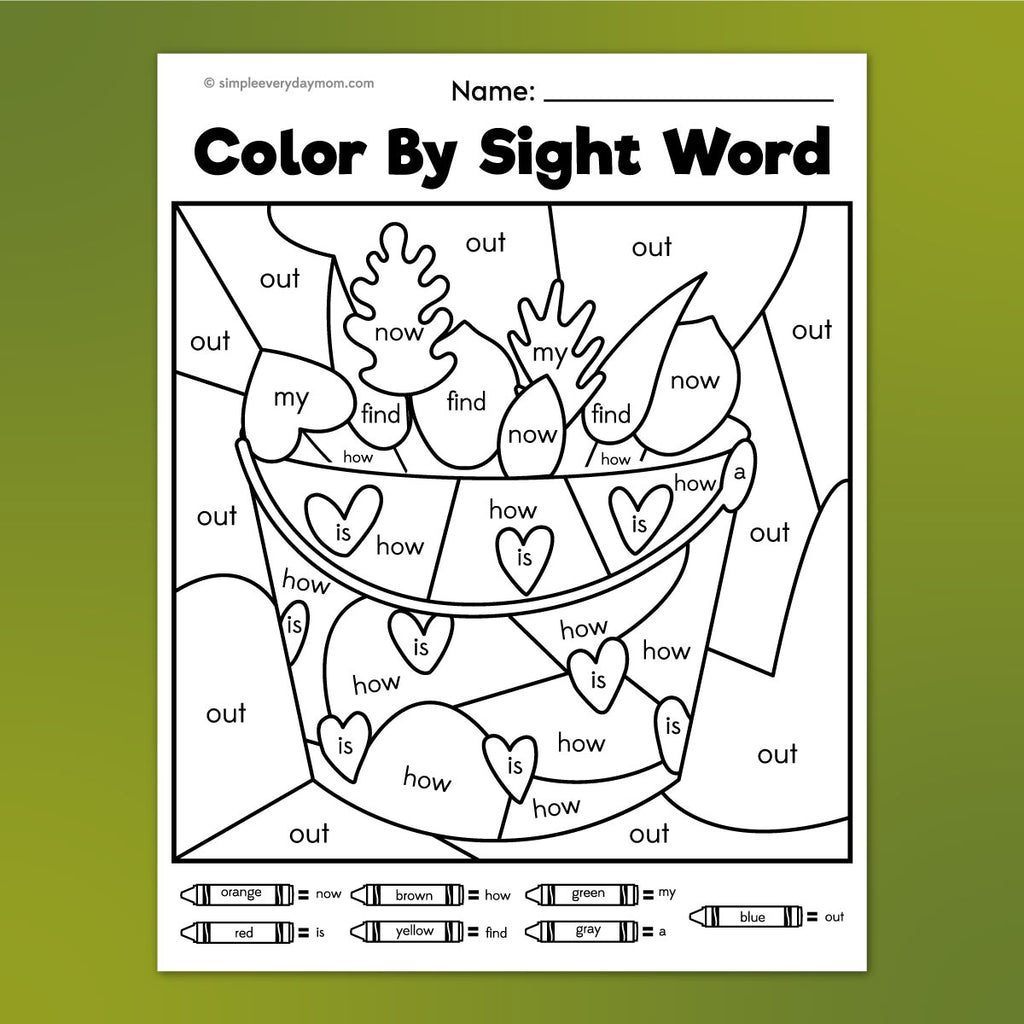 Fall Color By Sight Word Printables Simple Everyday Mom