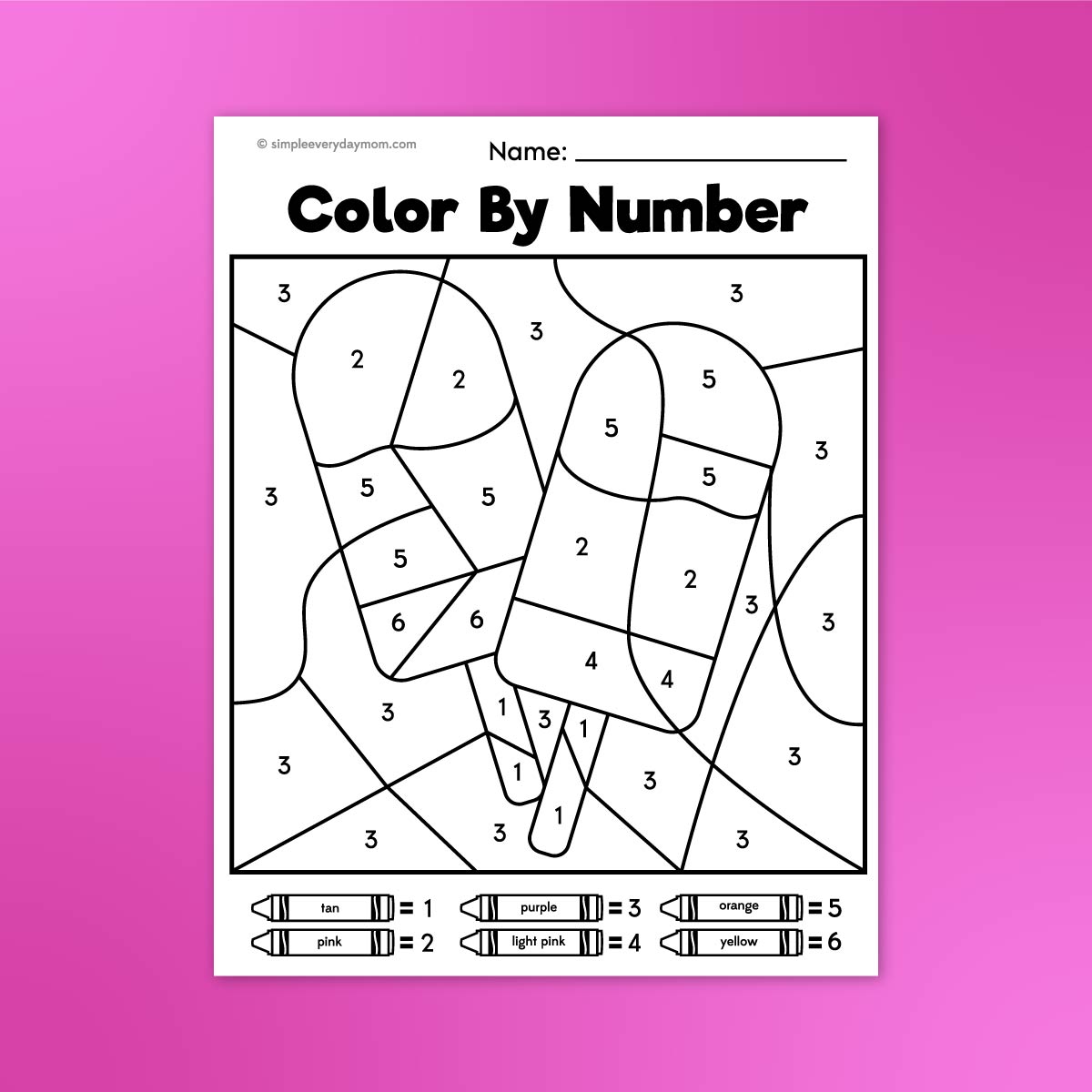 Free Printable Summer Color by Number Coloring Pages For Kids