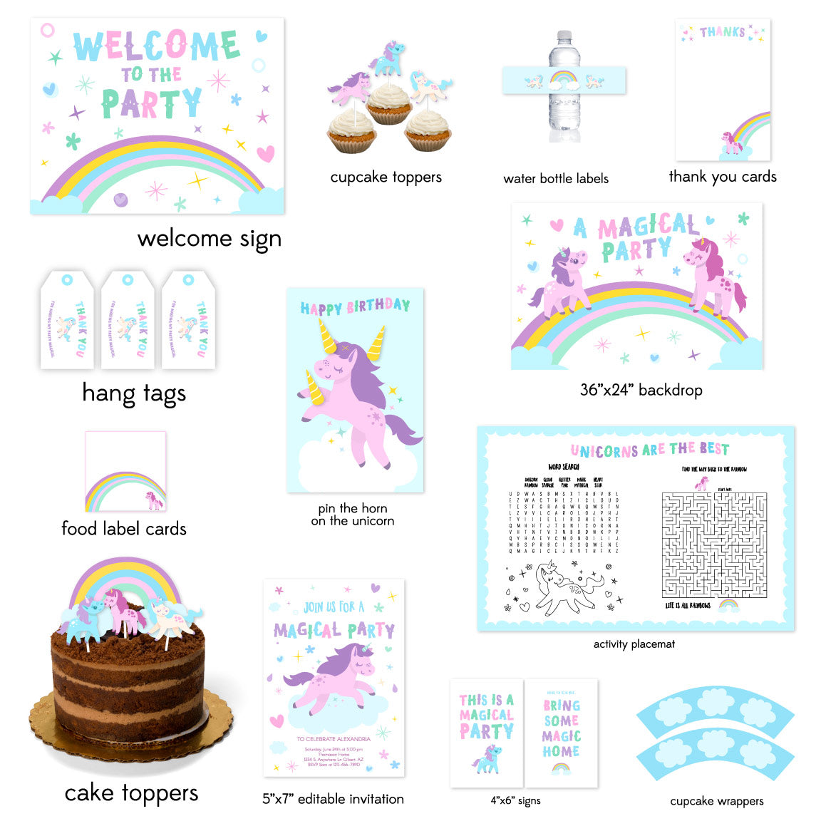 unicorn birthday party printables