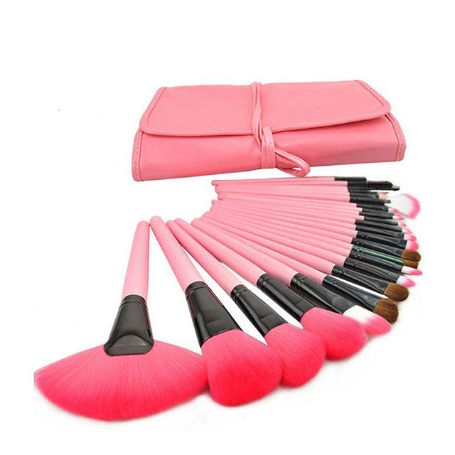 24pcs Professional MAKEUP Brushes set Make up tools Horse Hair Brush kit of cosmetic with bag