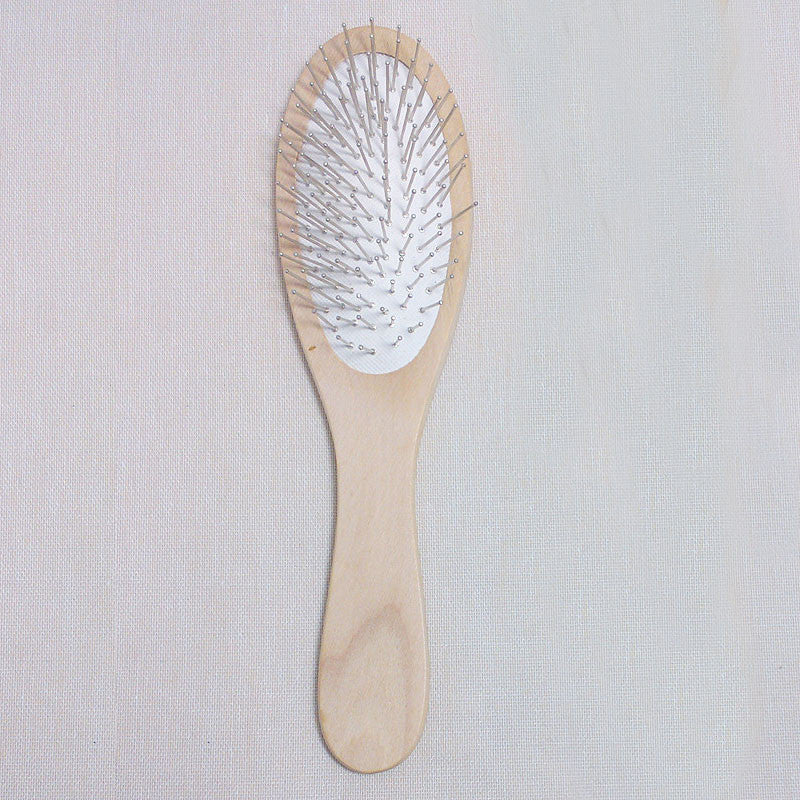 Wooden Handle Massage Hair Brush with Metal Pins Message Comb with White Air Cushion