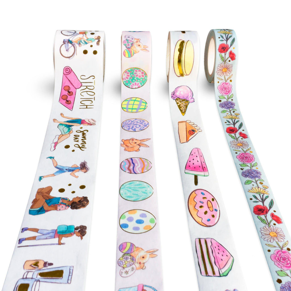 Spring Summer Fun Gold Foil Washi Tapes (Set of 4) | Navy ...