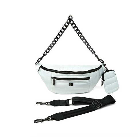 Designer Sister Sling Bag in White by Think Royln