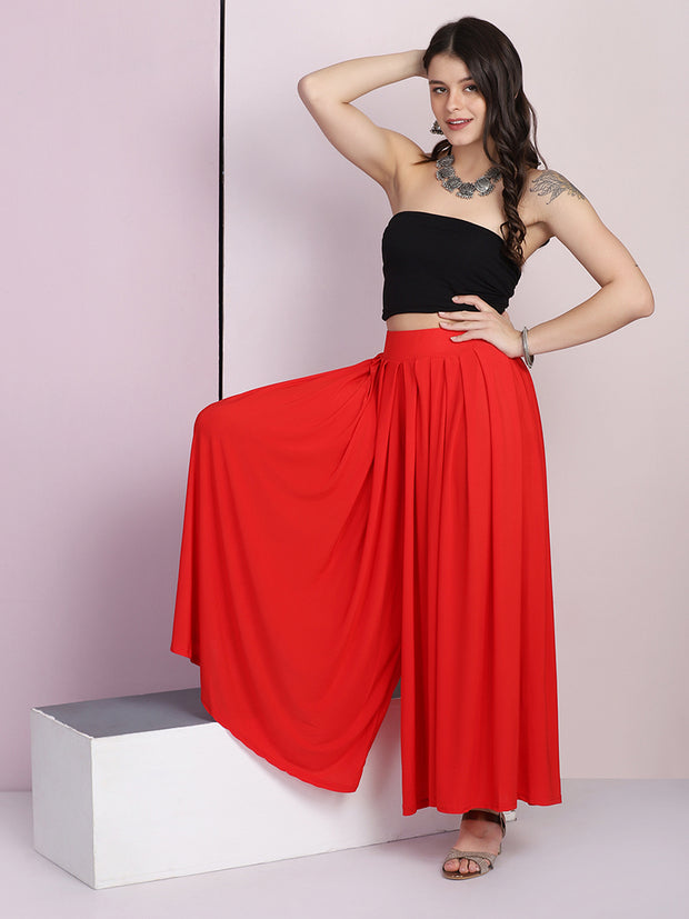 The solid red colour palazzo in comfortable fabric with best