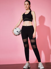 Black Lycra Gym Mesh Tight/Legging/Pant-3280N5