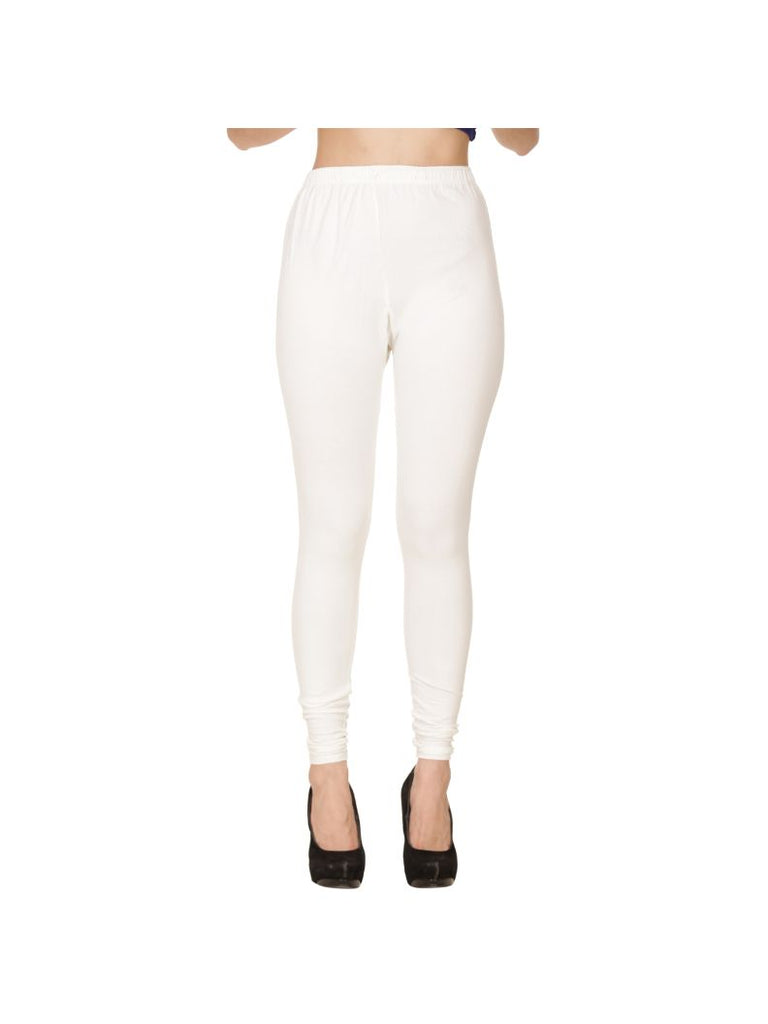 White Plain Full Length Cotton Churidar Legging-White