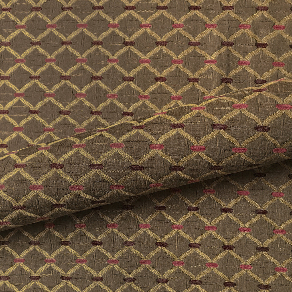 Designer Fabrics G680 54 in. Wide Copper- Metallic Plush Squares Upholstery Faux  Leather 