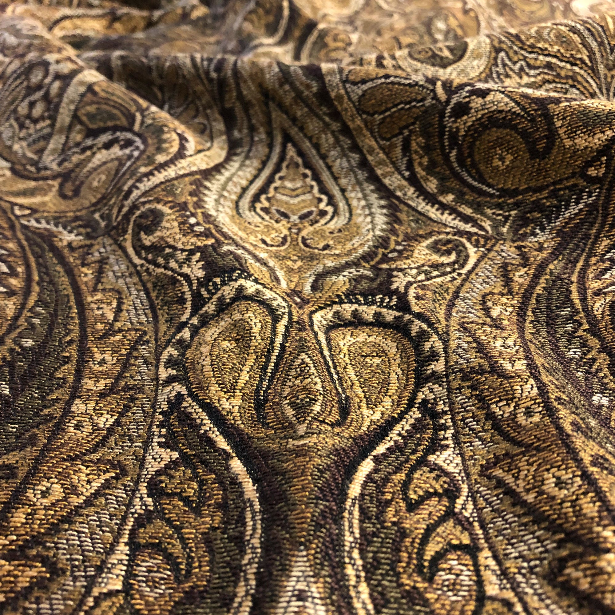 Brown Traditional Paisley Jacquard Upholstery Fabric 54