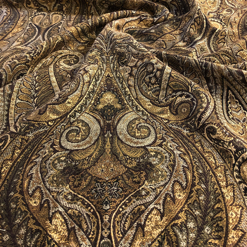 Brown Traditional Paisley Jacquard Upholstery Fabric 54